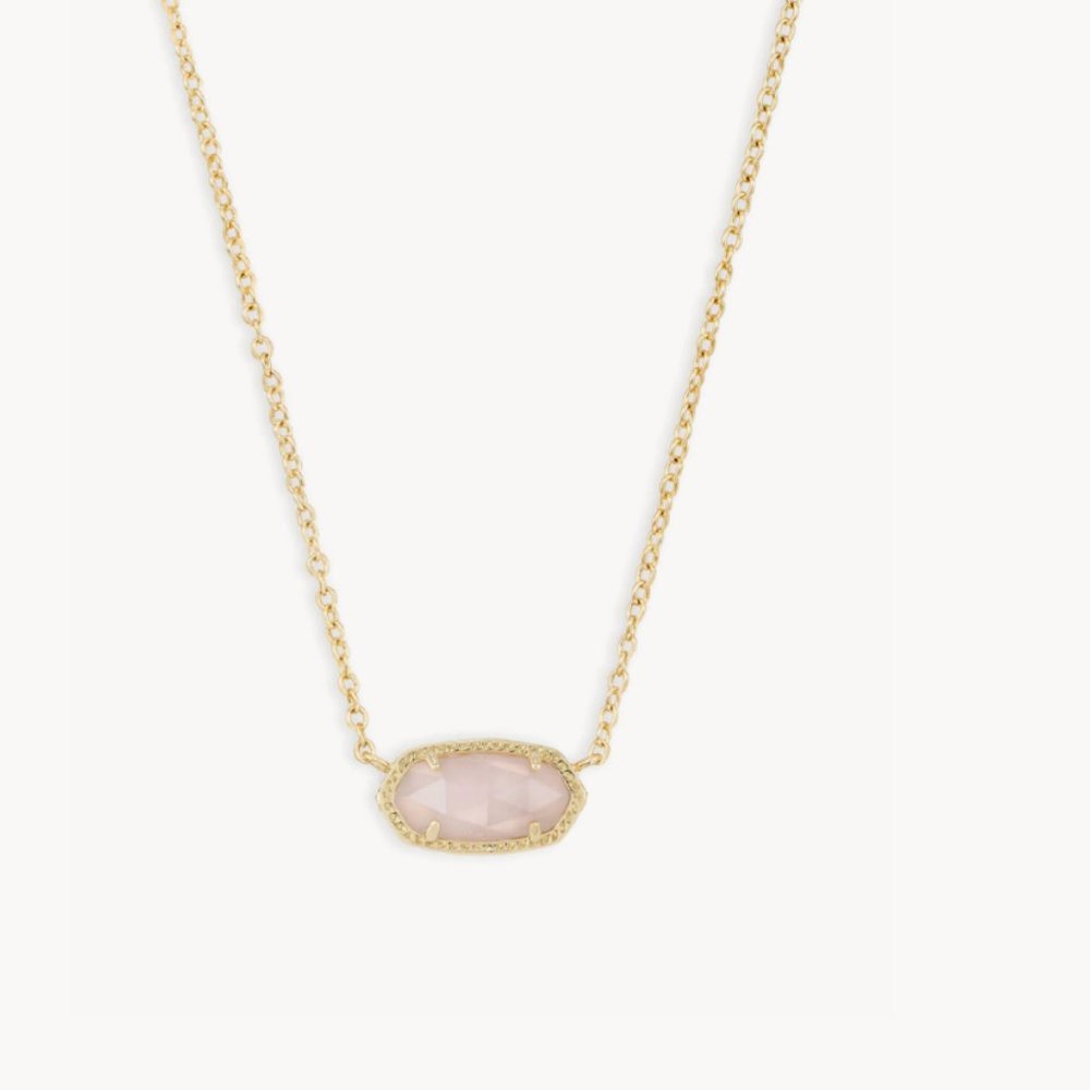 Elisa Gold Pendant Necklace in Rose Quartz
